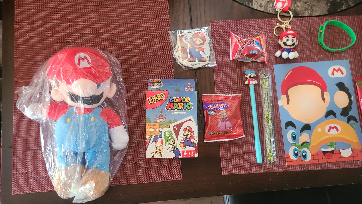 Super Mario Mini Easter Gift Basket Gaming Prefilled Basket with Toys and Candies