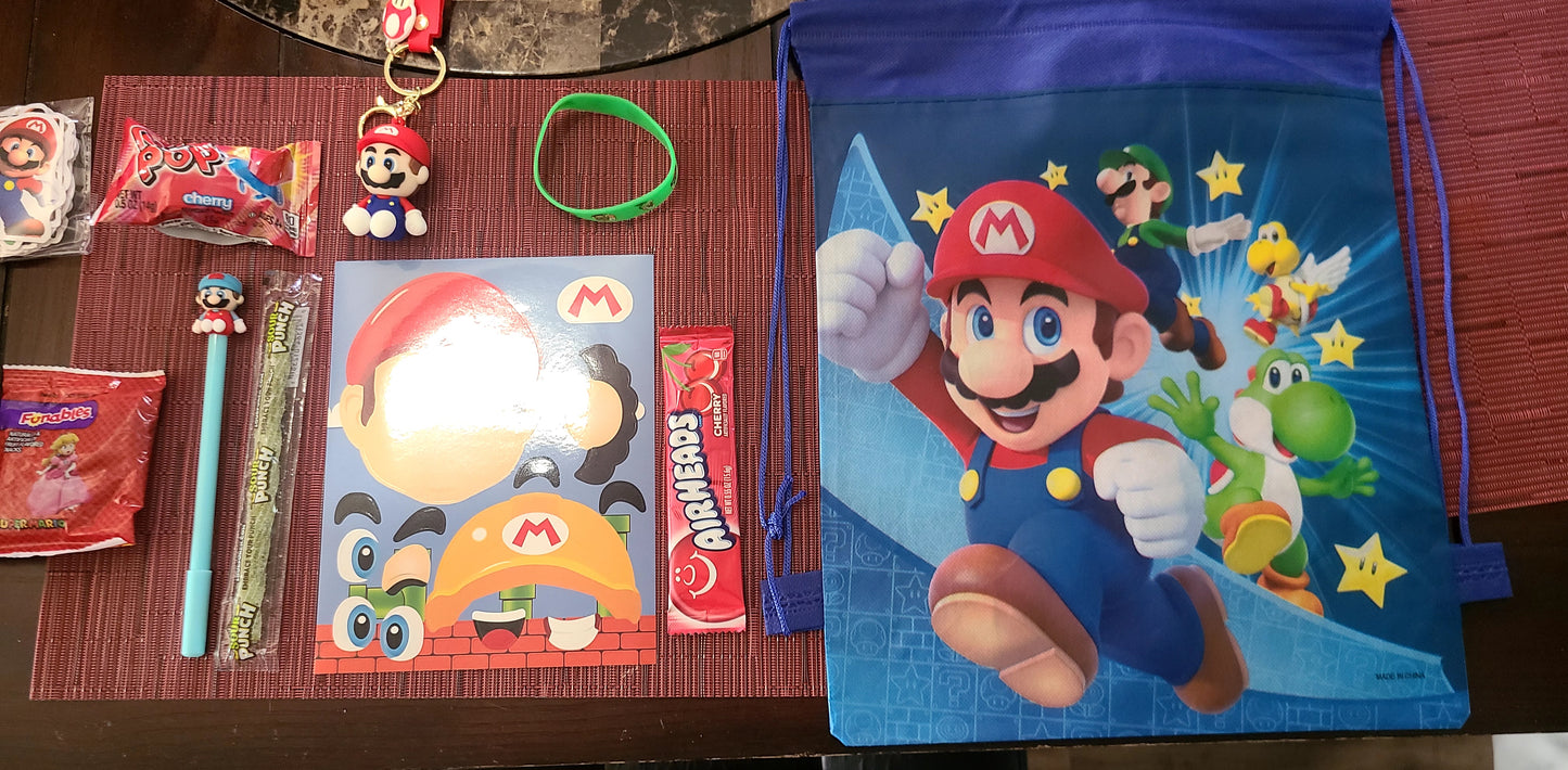 Super Mario Mini Easter Gift Basket Gaming Prefilled Basket with Toys and Candies