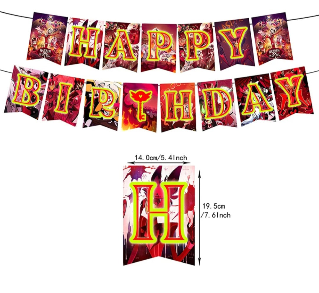 Hazbin Hotel Party Supply Balloons Backdrop Banner