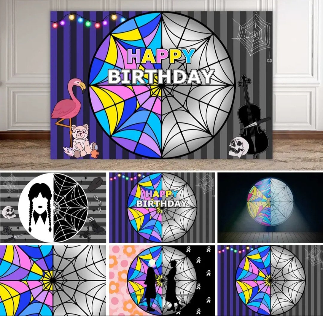 Wednesday Addams Backdrop Kids Birthday Background Nevermore Family Party Photography Thing TV Show Baby Child Banners