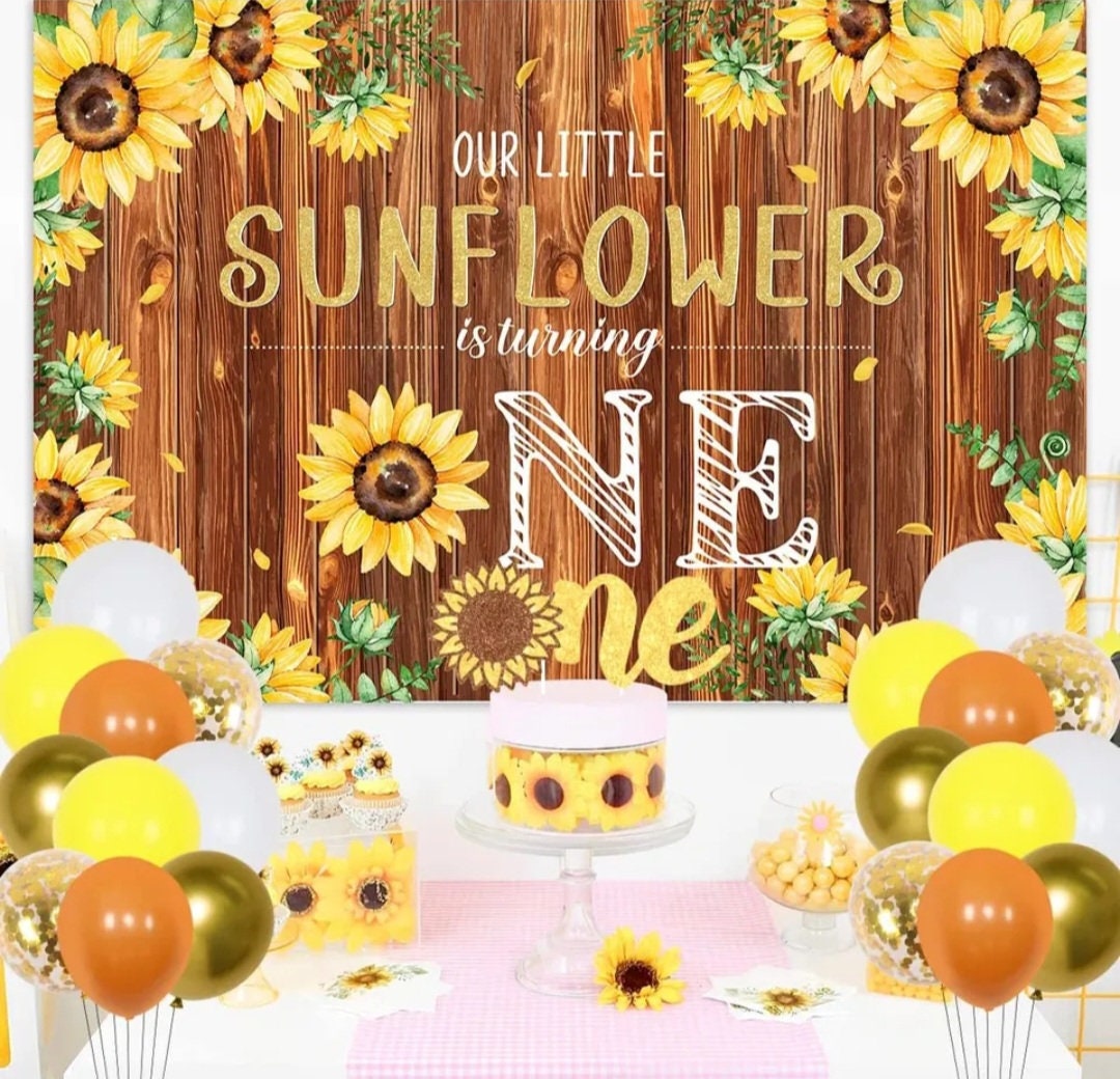 Sunflower 1st Birthday Party Decoration for Girl Sunflower Is Turning One Backdrop Highchair Banner First Birthday Balloons Kit