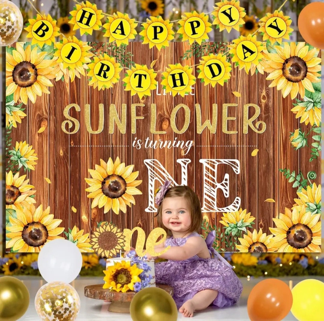 Sunflower 1st Birthday Party Decoration for Girl Sunflower Is Turning One Backdrop Highchair Banner First Birthday Balloons Kit