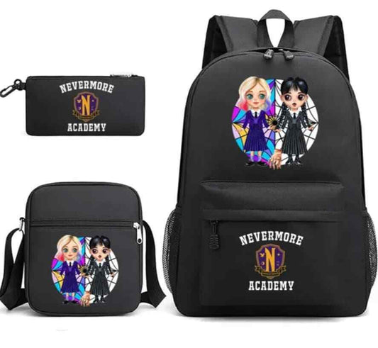 Wednesday Addams Enid School Bag Backpack Shoulder Bag Pencil Case Backpack