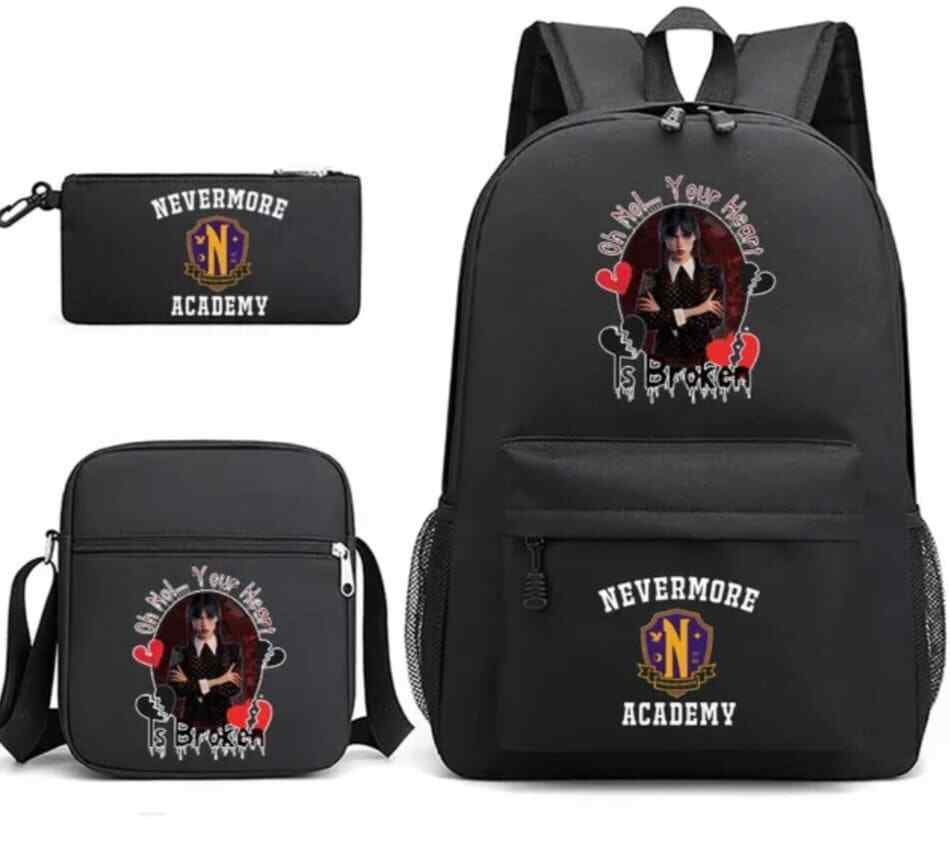 Wednesday Addams Enid School Bag Backpack Shoulder Bag Pencil Case Backpack