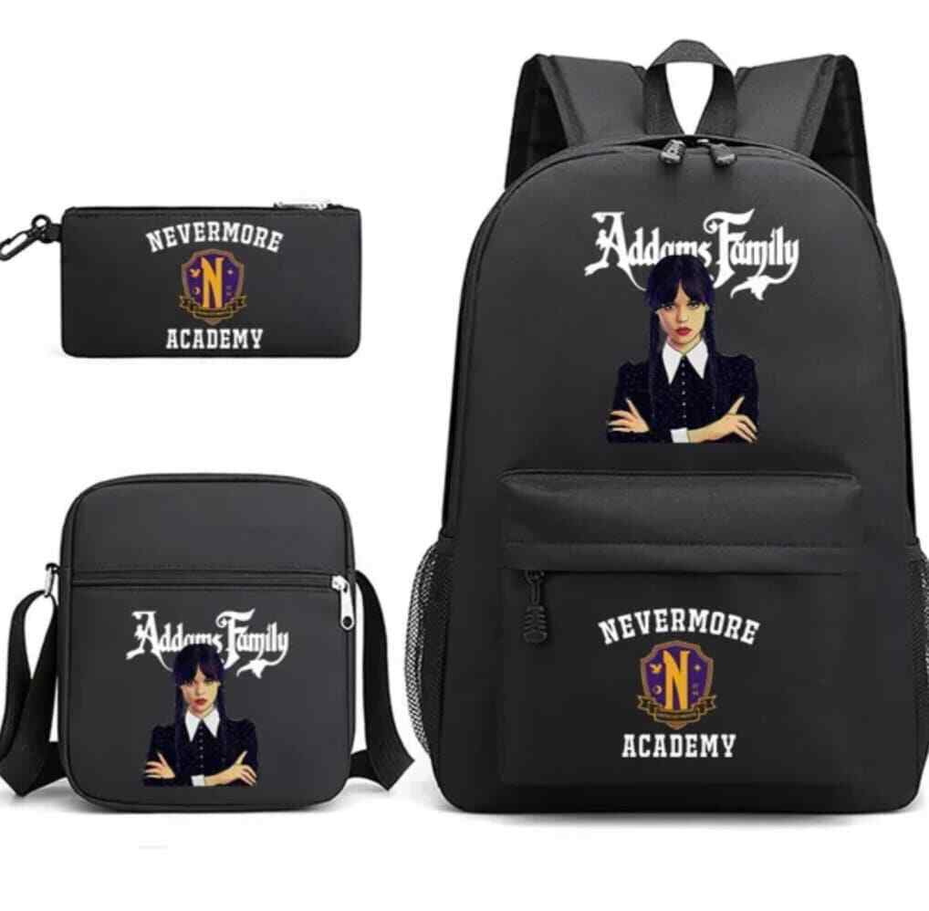 Wednesday Addams Enid School Bag Backpack Shoulder Bag Pencil Case Backpack