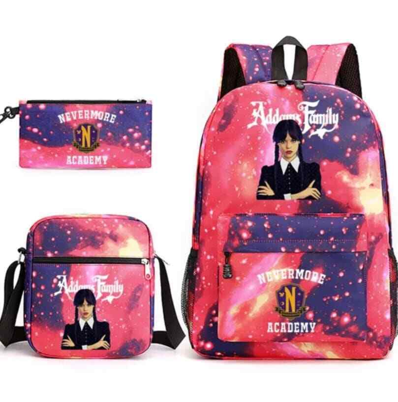 Wednesday Addams Enid School Bag Backpack Shoulder Bag Pencil Case Backpack