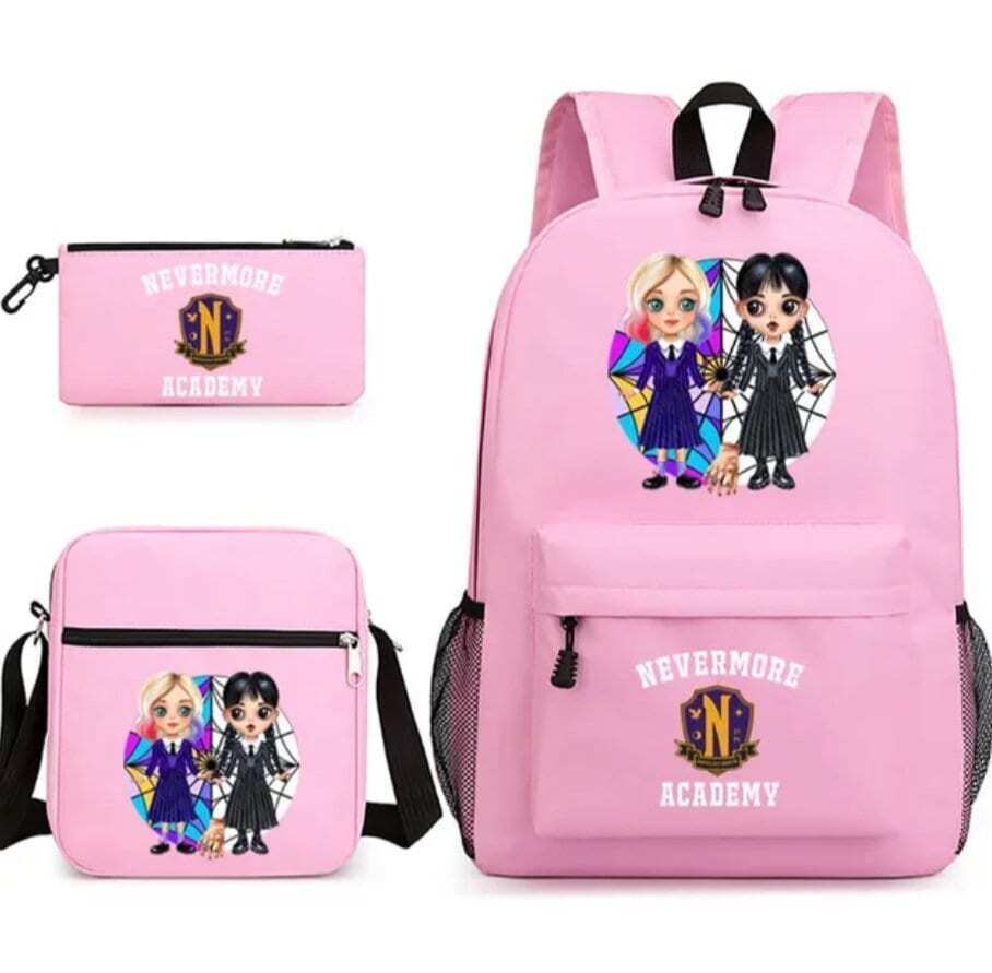 Wednesday Addams Enid School Bag Backpack Shoulder Bag Pencil Case Backpack