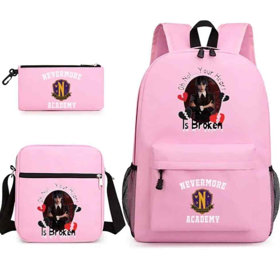 Wednesday Addams Enid School Bag Backpack Shoulder Bag Pencil Case Backpack