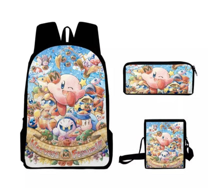 Kirby 3 Piece Backpack Set for Boys and Girls