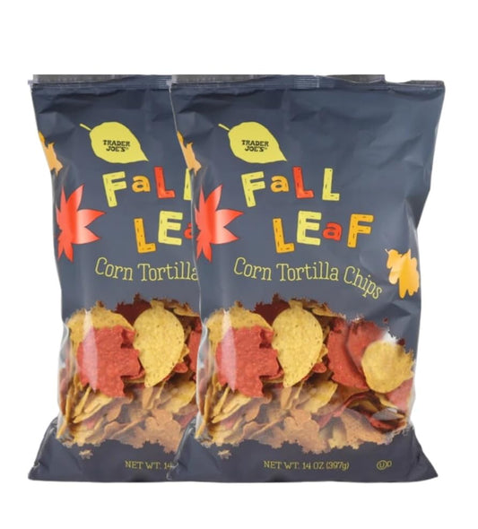 Trader Joe's Fall Leaf Corn Tortilla Chips 14oz each, pack of 2