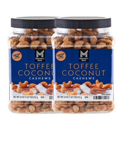 Member's Mark Toffee Coconut Cashews, each 23 oz, 2 Pack, Sweet and savory Nut Snack