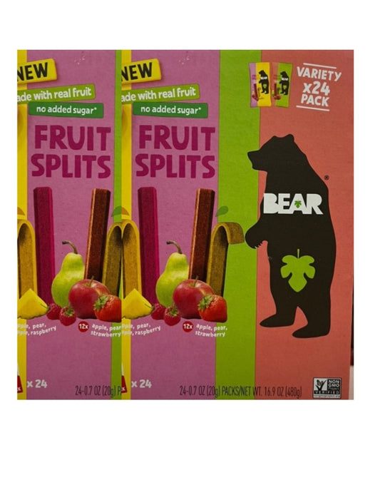 Bear Fruit Splits Pineapple Raspberry Apple Pear Delicious Real Fruit Snacks No Sugar Added 2 Pack 48 Fruit Splits