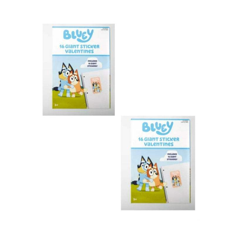 Bluey Valentines Day Exchange 2 pack 32 count with Giant Stickers
