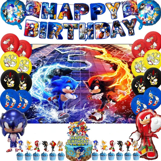 Sonic the Hedgehog 2 Party Decoration Balloons Banner Backdrop Cake Topper....