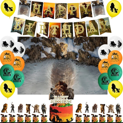 Mufasa Party Decoration Cake Topper Cupcake Toppers Banner Backdrop and Balloons