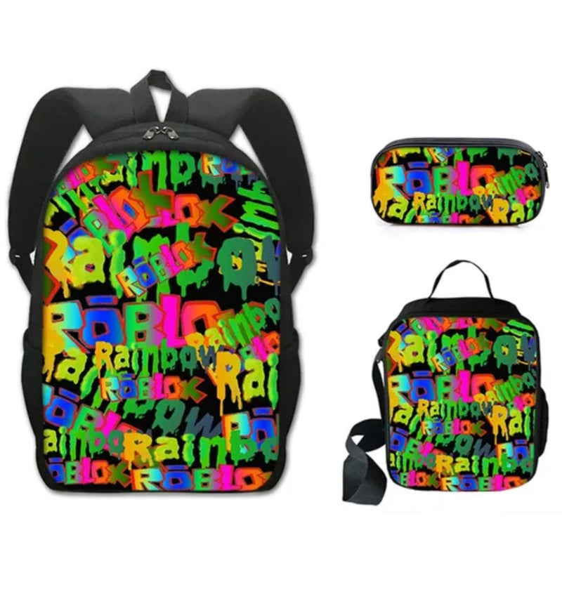 Rainbow Friends Backpack Colorful Boys Girls School Bags Capacity School Students Boys Girls Anime Cartoon Waterproof Backpack