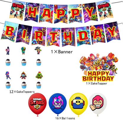 Brawl stars party supply banner backdrop