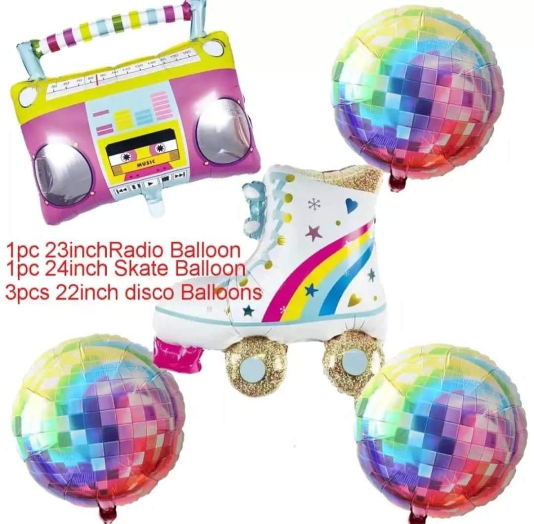 Skate, Radio and Disco Ball back to the 80s/90s Foil balloon Set - Queen of the Castle Emporium