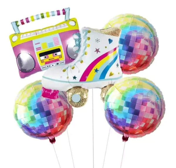 Skate, Radio and Disco Ball back to the 80s/90s Foil balloon Set - Queen of the Castle Emporium