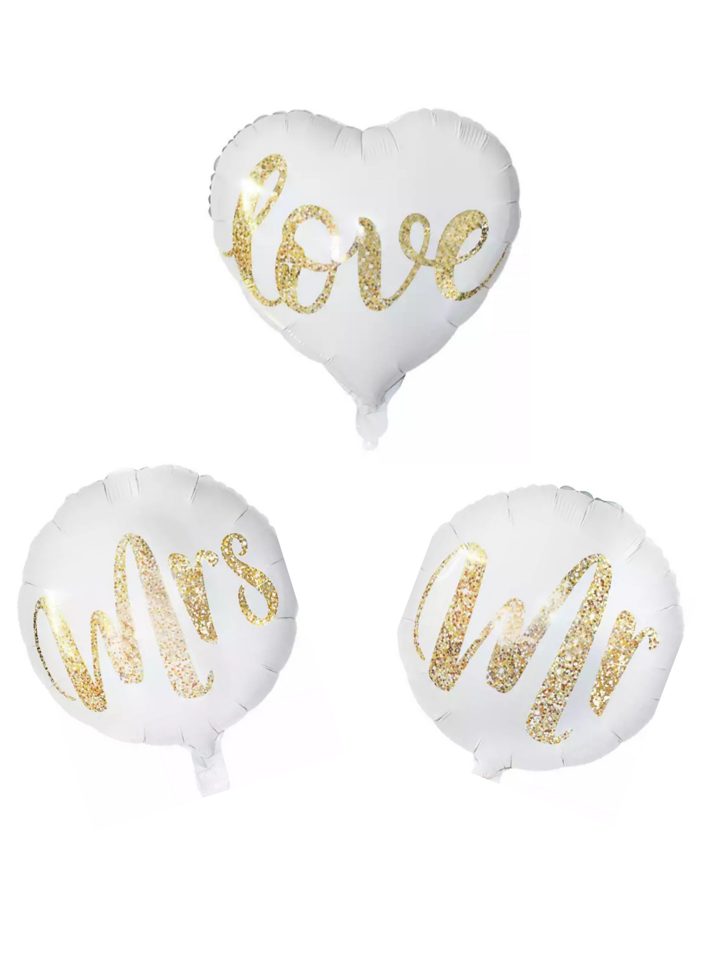 Mr, Mrs and Love Foil Balloons - Queen of the Castle Emporium