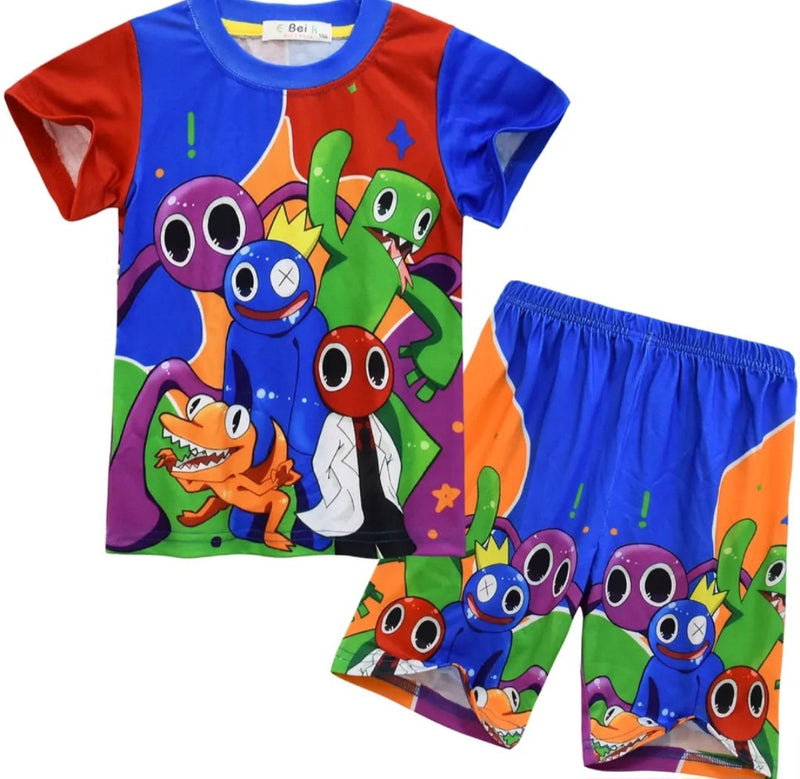 Rainbow friends Game Gaming Gamer 2 Piece Outfit Shirt and Shorts for Boys Spring/Summer