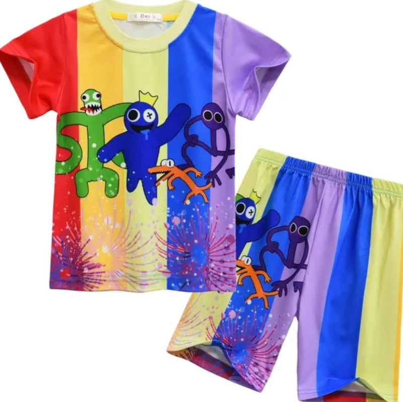 Rainbow friends Game Gaming Gamer 2 Piece Outfit Shirt and Shorts for Boys Spring/Summer