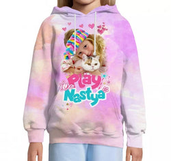 Kawaii Like Nastya 3D Print Hoodies Girls Love Cat Cap Sweatshirts Children Cartoon Pullovers Spring Clothes Harajuku Streetwear