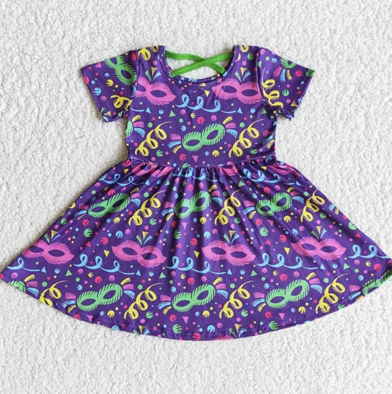 Little Miss Mardi Gras Children Spring Outfit Baby Girl Clothing Ruffle Sleeves Letter Kids Fun Dress Up Flare Pants Dress Skirt