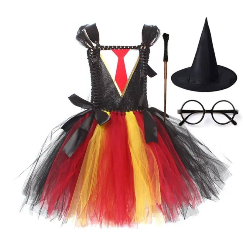Magic Hermoine Girl Tutu Dress for Halloween Cosplay Costume Potter Witch Cosplay Clothes Kids Birthday Party Carnival Outfit