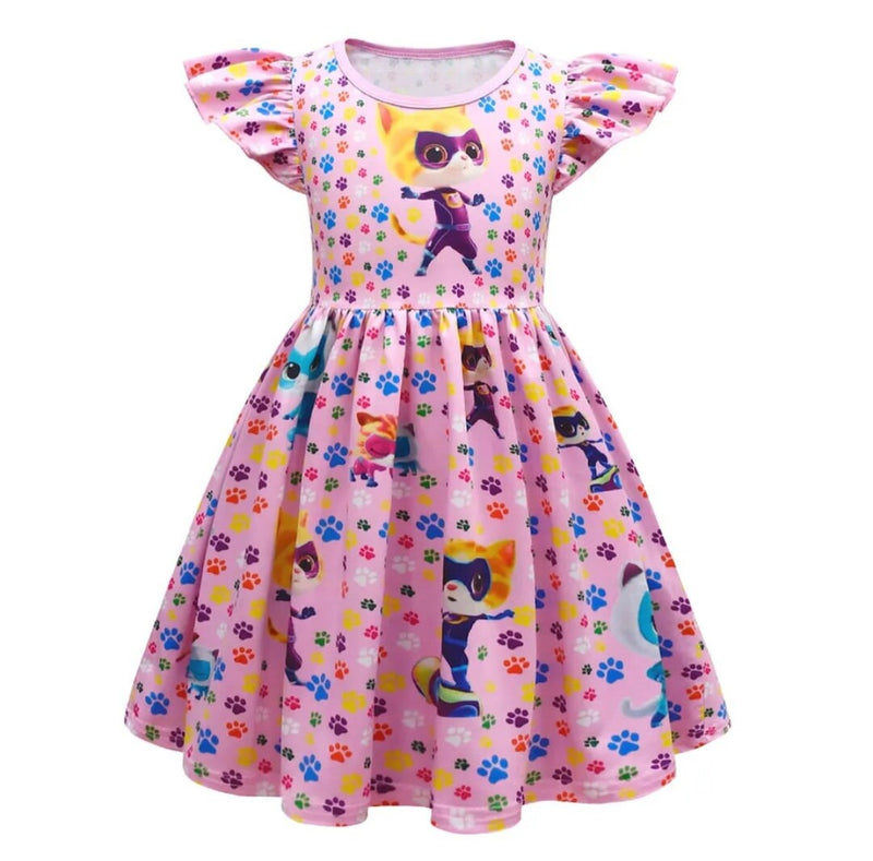 Kids Cosplay Super Kitties Costume Summer Super Cat Girls Princess Dress  Party Dresses Carnival Costume Birthday Party costume