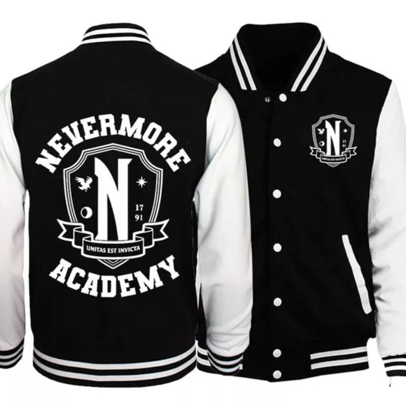 Wednesday Addams Academy Nevermore Logo Jacket Baseball Oversized Jacket