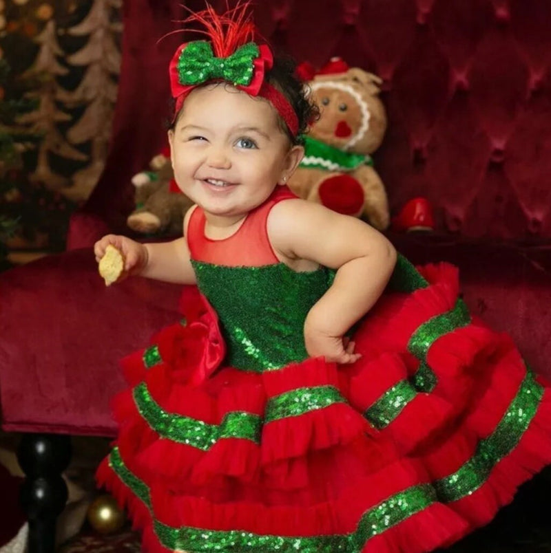 Christmas Tutu Children Sequins  Dress Halloween Party Baby Girls Princess Dress Kids Dresses For Girls  Gown