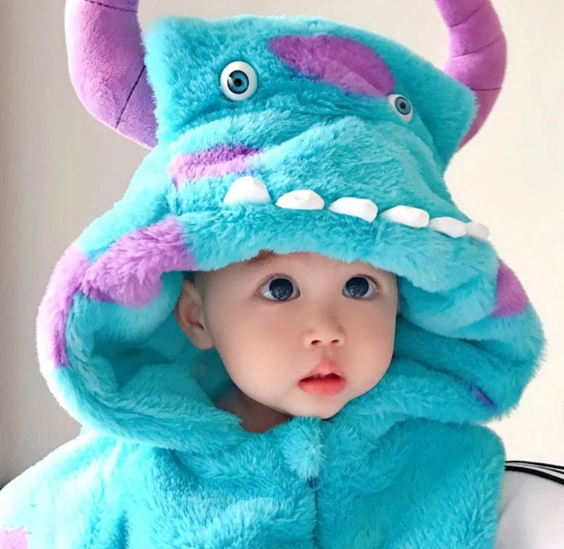 Sully Costume For Kids Baby Children Boy Girl Anime Cosplay Onesie Flannel Warm Pajama Winter Cute Outfit Halloween Party Suit