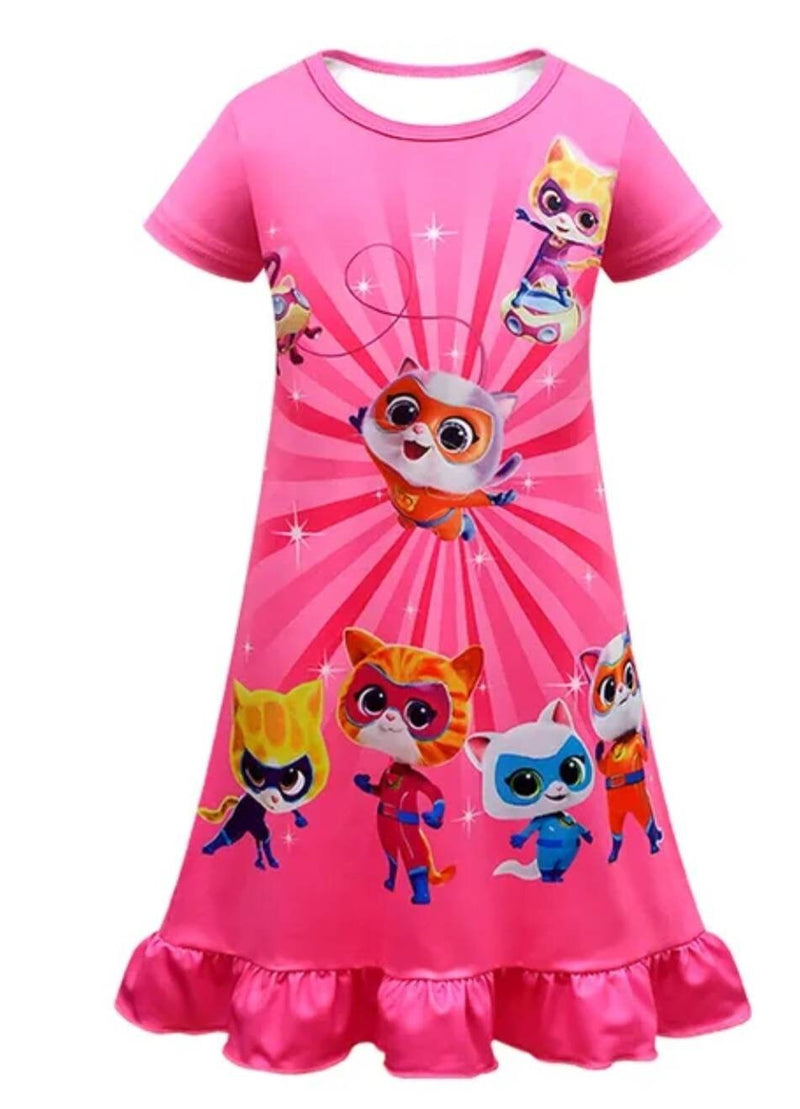 Kids Cosplay Super Kitties Costume Summer Super Cat Girls Princess Dress  Party Dresses Carnival Costume Birthday Party costume