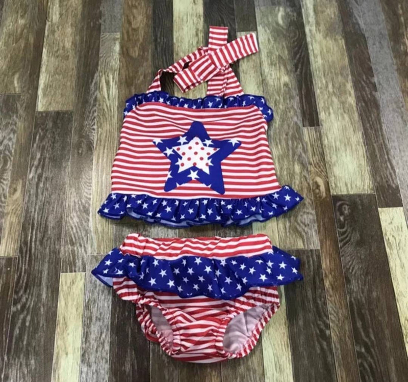 Kids Swimwear Summer Swimsuit Bathing Set July. 4th Costume Boy and Girl Independence Day