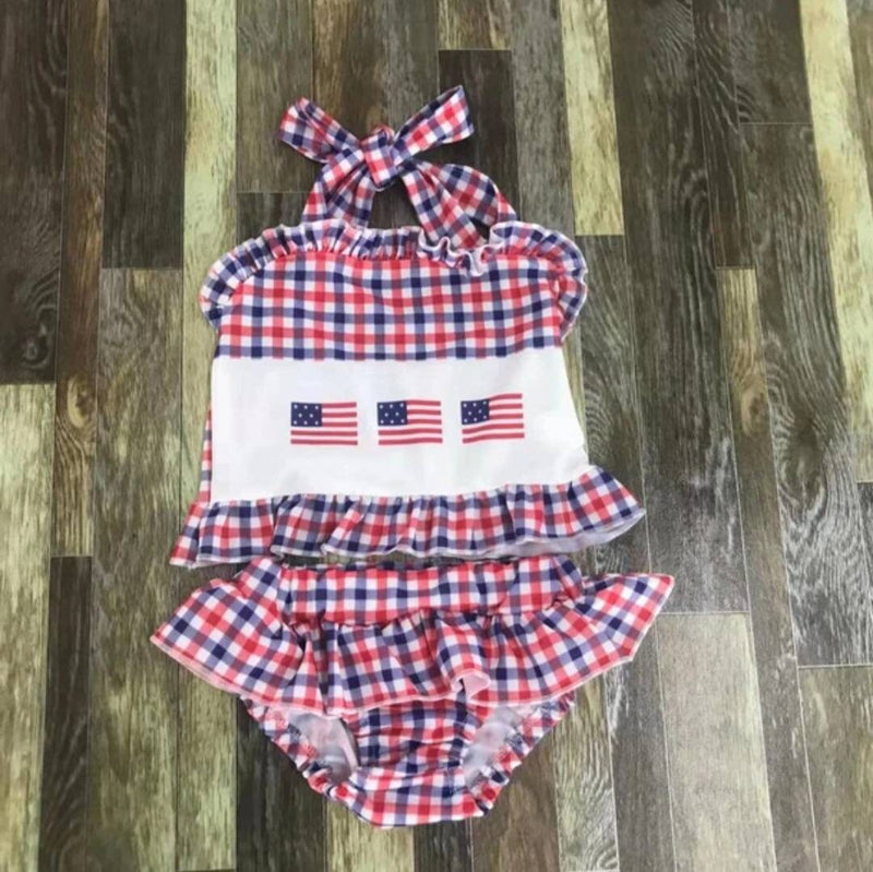 Kids Swimwear Summer Swimsuit Bathing Set July. 4th Costume Boy and Girl Independence Day