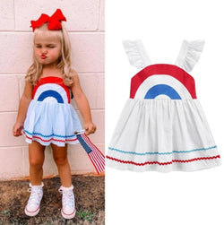 Girls Clothes Independence Day 4th Of July White Red Blue Dress