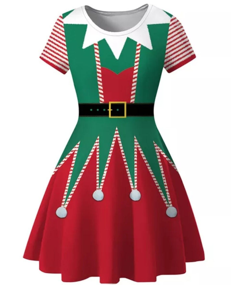 Girls Christmas Outfit Screen Printed Xmas Dress Snowmen Elf Santa Fun Outfits for the Holiday's