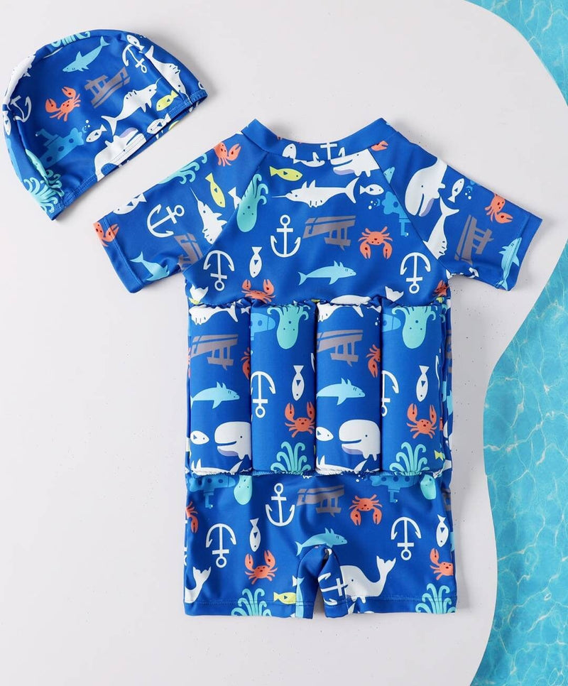 Childrens Buoyancy Swimsuit one Piece Swimsuit with floating rash guards