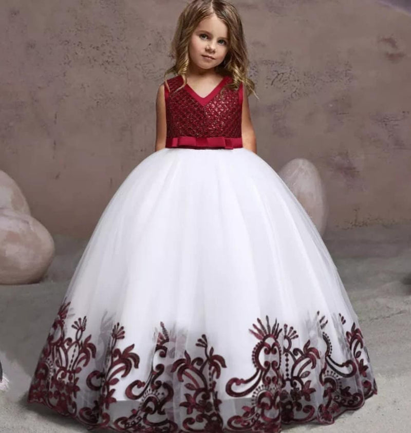 Kids Christmas New Years Eve Holiday Valentine's Day Dress Fluffy Lace Princess Dress for Girls  Gown Elegant Dance Performance Pageant