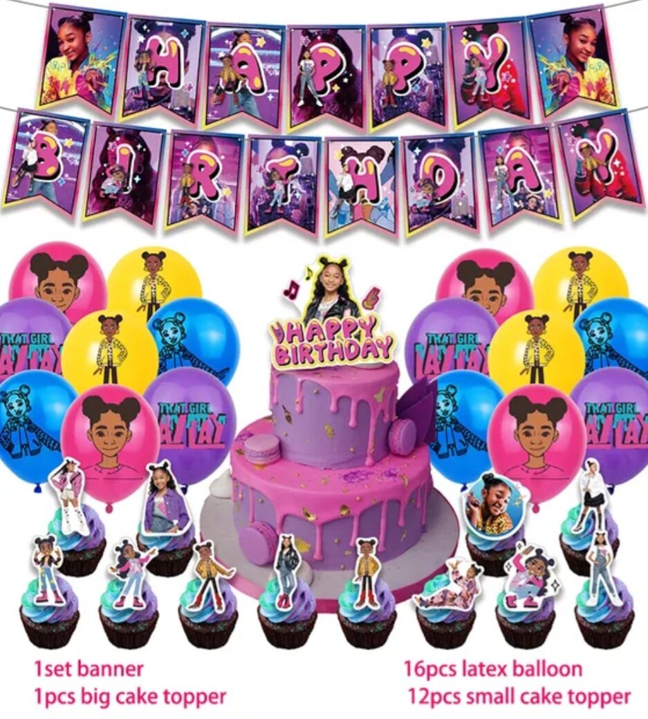 That Girl Lay Lay Party Decorations Birthday Party Supplies Banner- Backdrop Cake Topper 12 Cupcake Toppers - Balloons