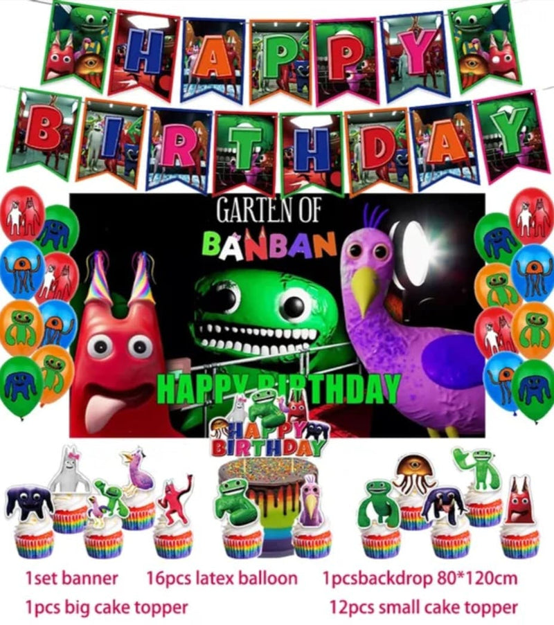 Garten Of Banban Birthday Party Decoration Banban Balloon Banner Cake Topper Party Supplies Baby Shower