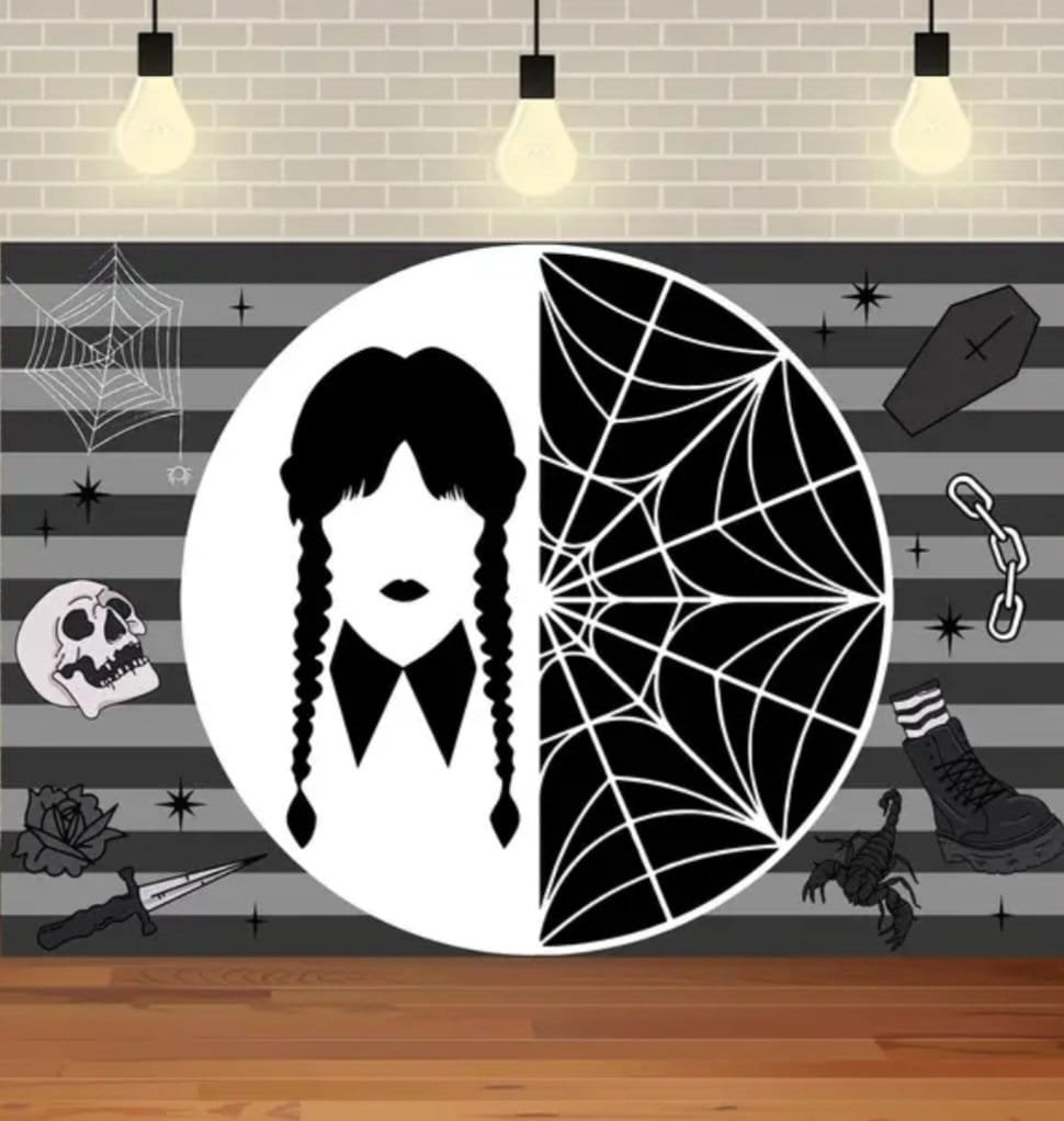 Wednesday Addams Backdrop Kids Birthday Background Nevermore Family Party Photography Thing TV Show Baby Child Banners