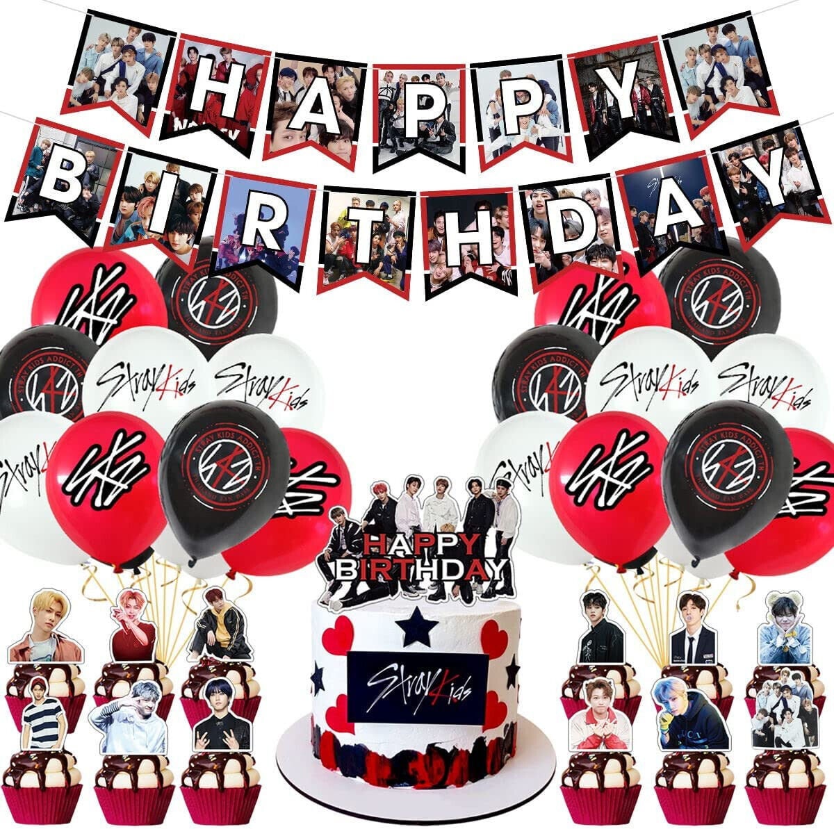 Stray-Kids Birthday Party Supplies KPOP Birthday Decorations Balloons Popular Boy Band