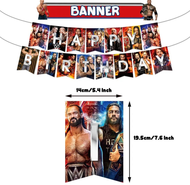Wrestling Triathlon Party Decoration WWE Happy Birthday Banner Balloons Backdrop Baby Shower Party Supplies