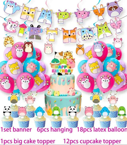 Squishmallow Birthday Party Supply Decoration Backdrop Tableware