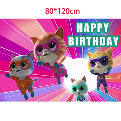 Super Kitties Party Supply Balloons Cake Topper Backdrop