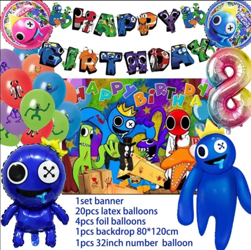 Rainbow Friends Birthday Party Decoration Balloon Banner Cake Topper Backdrop Rainbow Friends Birthday Party Supplies