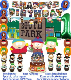 South Park Birthday Party Decoration Doors Balloon Banner Cake Topper Party Supplies