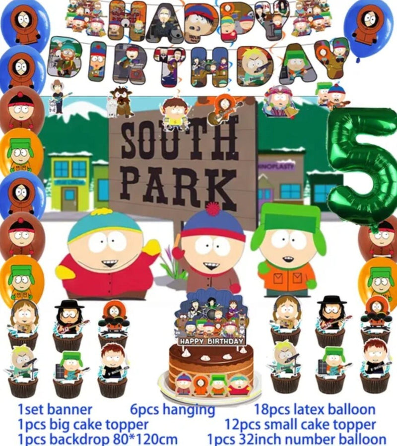 South Park Birthday Party Decoration Doors Balloon Banner Cake Topper Party Supplies